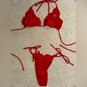 Red Boutine LA ruffle bikini